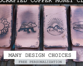 Copper Money Clip - Custom Design, Husband Gift, Groomsmen Gift, Anniversary, Gift for Dad Money Clip, Made USA