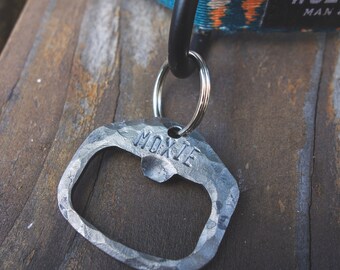Dog Tag Bottle Opener - Forged Steel, Dog Collar, Dog Name Tag, Bottle Opener Dog Tag, Dog Beer Opener, Dog ID Tag, Steel Bottle Opener
