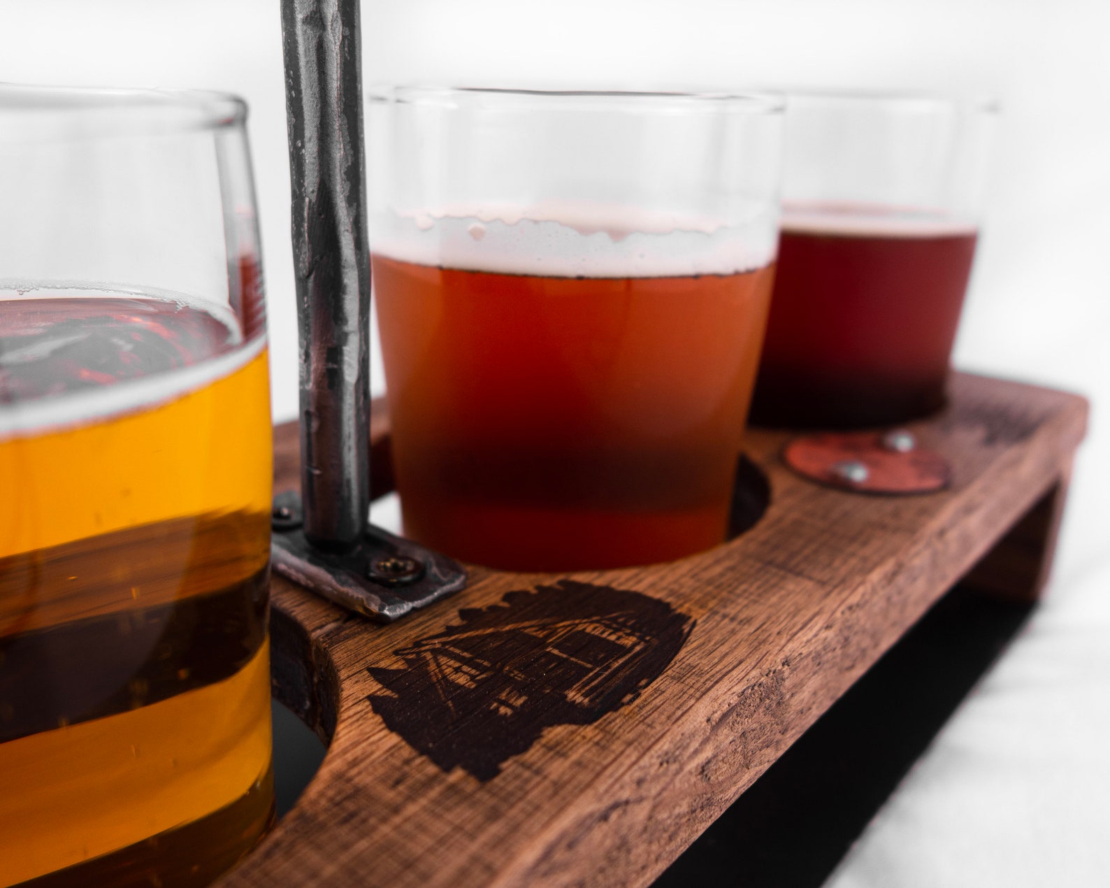 Personalized Rustic Beer Flight Set Wood & Steel 4 Etsy