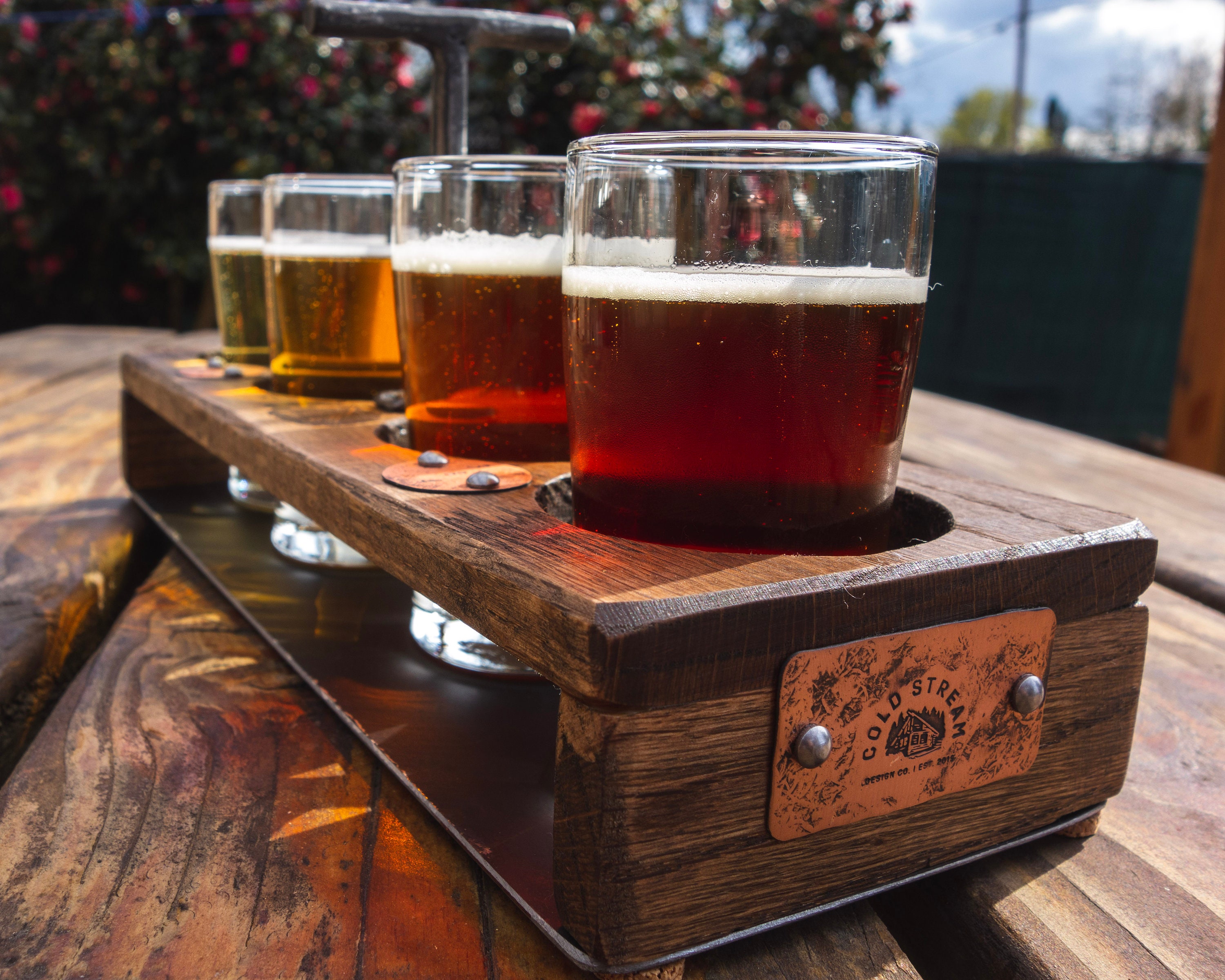 Personalized Rustic Beer Flight Set Wood & Steel 4 Etsy
