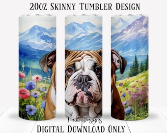 Bulldog hond in bloemenveld magere tuimelaar sublimatie ontwerp-digitaal downloaden