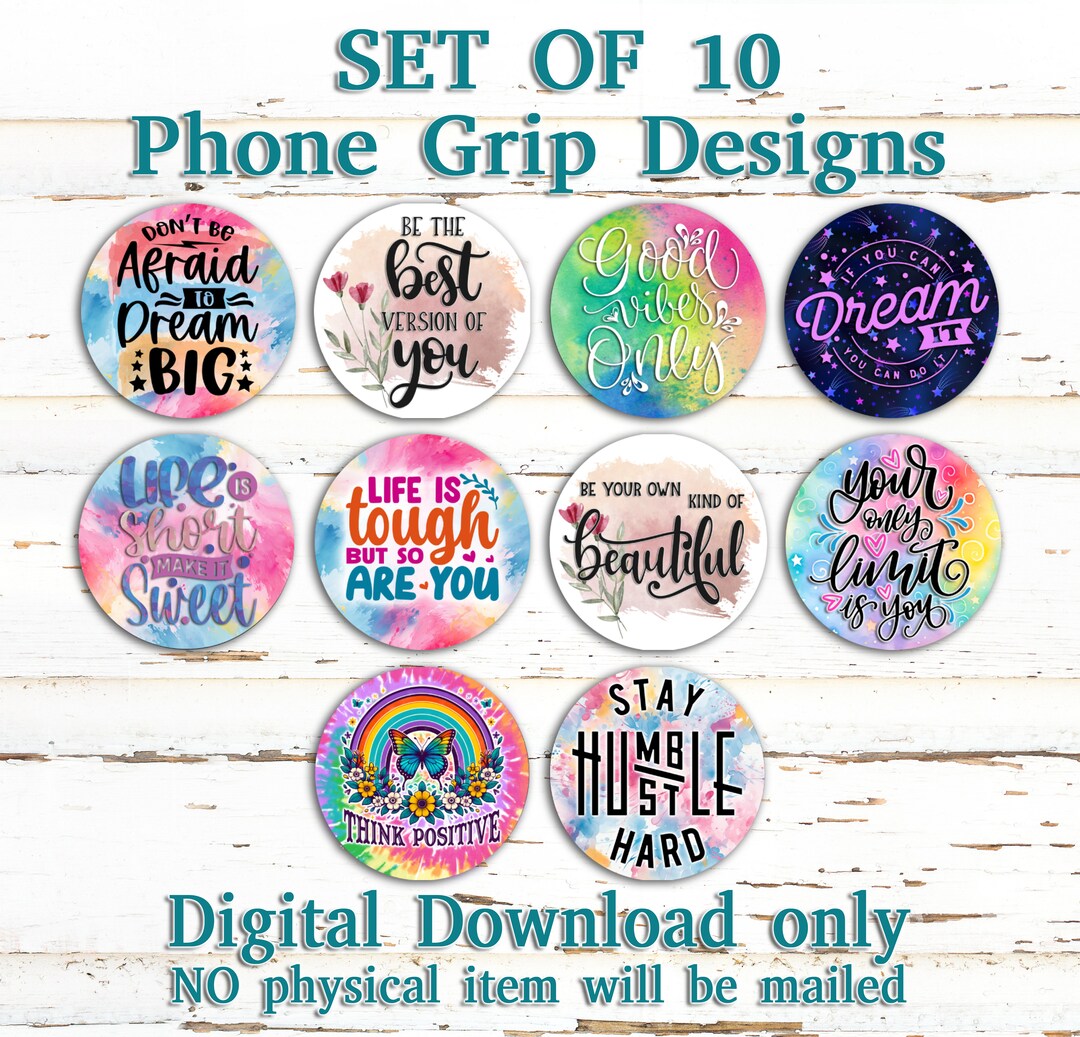 Motivational Quotes Pop-up Phone Socket Grip Sublimation Templates-set ...