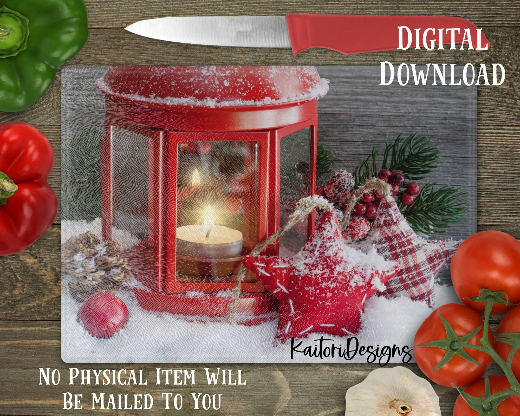 Christmas Lantern Cutting Board Sublimation Design Template Digital  Download 