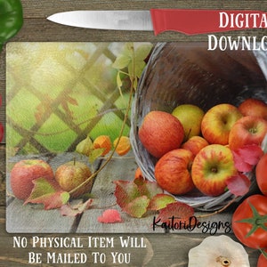 Herbst Apfel Ernte Schneidebrett Sublimation Design Vorlage- Digitaler Download