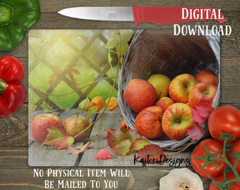 Fall Apple Harvest Cutting Board Sublimation Design Template- Digital Download