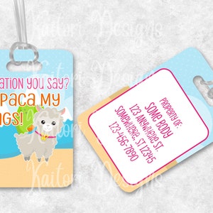 Alpaca My Bags Kids Luggage Tag Sublimation Design Template