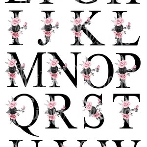 Pink and Black Roses Alphabet Set- Sublimation Design Bundle - Etsy
