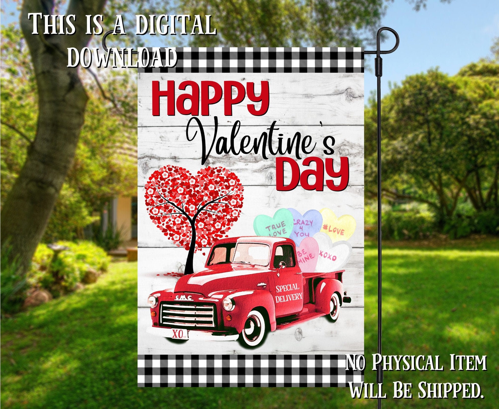 Happy Valentine's Day Red Truck Conversation Hearts | Etsy