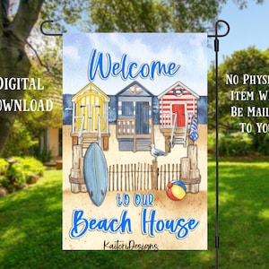 Witamy w naszym ogrodzie Beach House Flaga sublimacyjna Design-Pobieranie cyfrowe