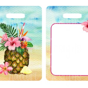 Watercolor Pineapple Cocktail Luggage Tag Sublimation Design Template - Etsy