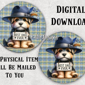 Best Dad Ever Dog Car Coaster Sublimation Design- Digital Download