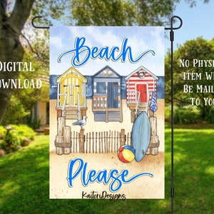 Beach Please Garden Flag Sublimacja Projekt-Pobieranie Cyfrowe