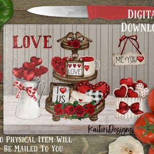 Modello di progettazione della sublimazione del vassoio a livelli di San Valentino - Download digitale