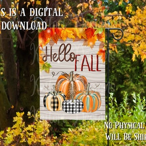 Hello Fall Garden Flag Sublimation Design Template- Digital Download