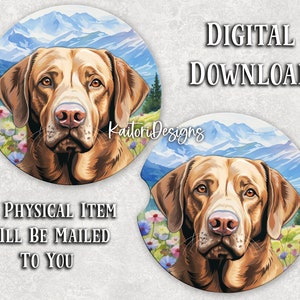 Yellow Lab Dog Car Coaster Sublimation Design- Digital Download