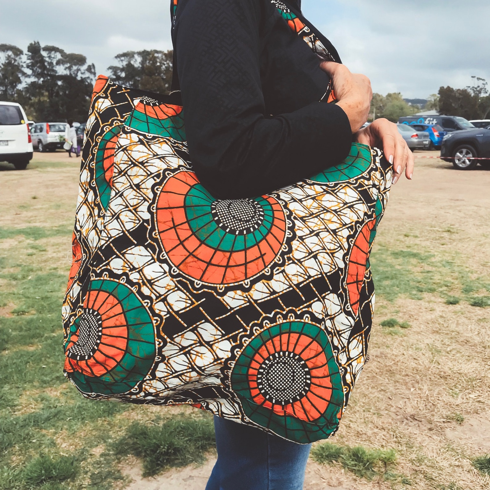 Handmade African printed reversible shopping bag from Uganda Etsy