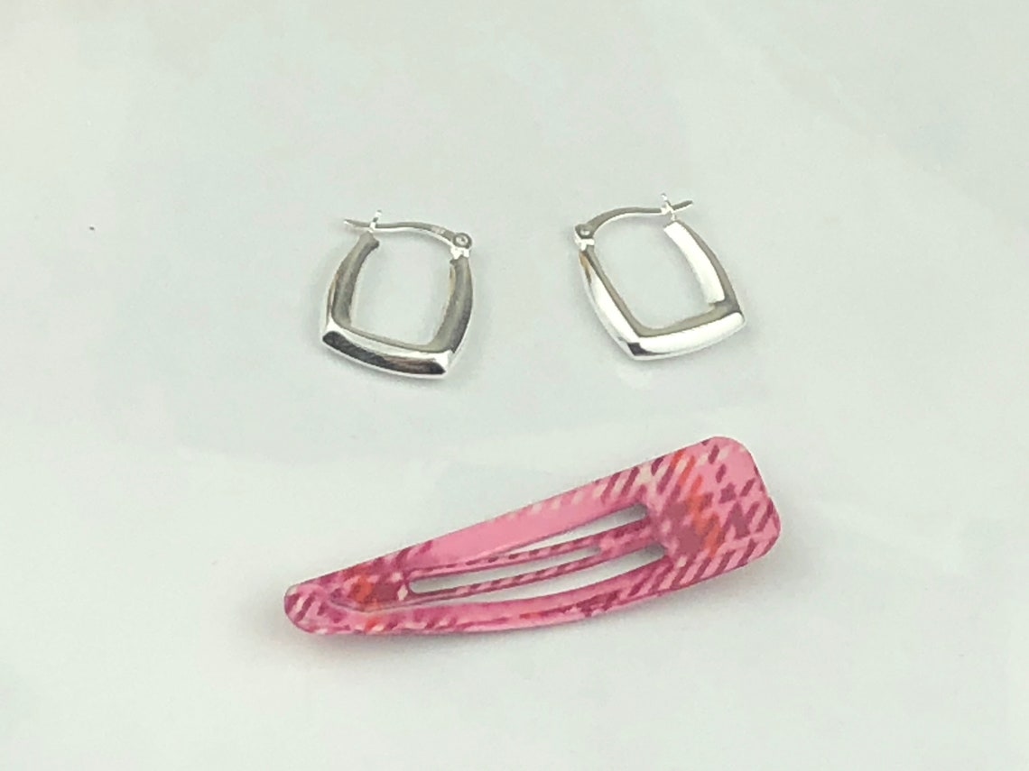 rectangular hoop earrings silver