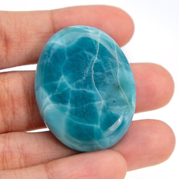 Deep Blue Larimar Palm Stone Cabochon, AAAA Larimar, Larimar Stone, Larimar Cabochon, Larimar specimen, Larimar crystal, Dominican Larimar