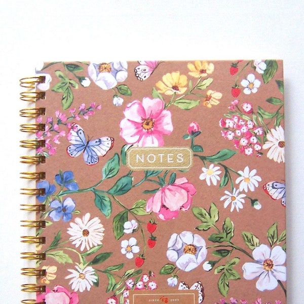 CLEMENTINE PAPER INC. | 200 Page Spiral Lined Notebook | 10" x 7.75" | Hardcover Writing Journal | Larger Size | Large Flowers | Butterflies