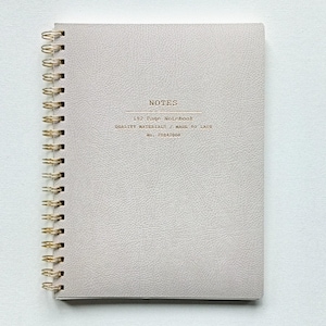 FRINGE STUDIO Faux Leather Journal | 9.75" x 7.25" | 192 College Ruled Pages | Dated Spiral Notebook | Minimalist Design | Neutral Color