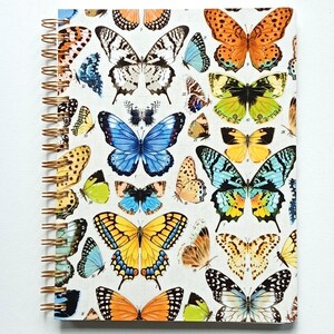 Vintage Butterfly Spiral Notebook | Customizable 9.75 x 7.25 Lined Journal | 250 Pages | FRINGE STUDIO Paper | Gold or Silver Wire Binding