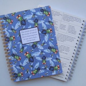 Colorful Flies Nature Quotes Spiral Notebook | 9.75&quot; x 7.25&quot; Writing Journal | 250 Lined Dated Pages | Nature Lover Literary Gift | Insects