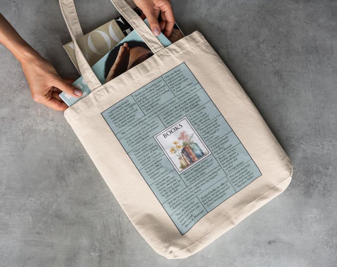 Bookish Quotes Cotton Canvas Tote Bag
