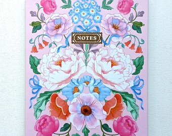 CLEMENTINE PAPER INC. | Large Hardcover Flip-Top Notebook | 10.75" x 8.25" | Floral Top-Spiral Lined Writing Journal | Left-Handed Steno Pad