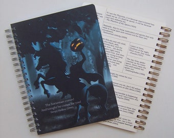 Headless Horseman Notebook | 9.75" x 7.25" Custom Writing Journal | Halloween Movie Quotes | Washington Irving Sleepy Hollow Book and Movie