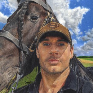 A Stable Friendship –  Realistic Horse & Man Drawing | Fine Art Wall Decor