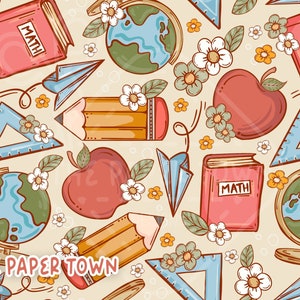 Back to School Seamless, Repeat Pattern, Commercial Use, Surface Pattern, Seamless digital File, Instant Download