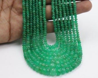 Natural COLOMBIAN Emerald Smooth Rondelle Beads Necklace  TOP QUALITY Emerald Plain Beads 3-8mm Colombian Emerald Rondelle  Emerald Beads