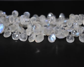 AAA+ rainbow moonstone faceted heart shape briolettes loose gemstone beads 8mm-9mm size rainbow moonstone necklace jewelry 32 pecs