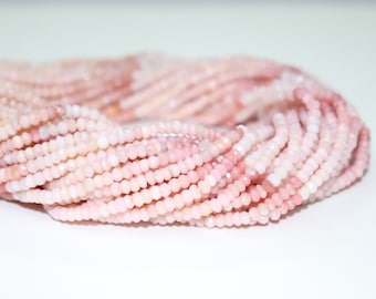 Pink Opal Beads Pink Opal Necklace Opal Faceted Rondelle Beads 15 Pcs Peruvian Pink Opal Round Beads 7mm 9mm
