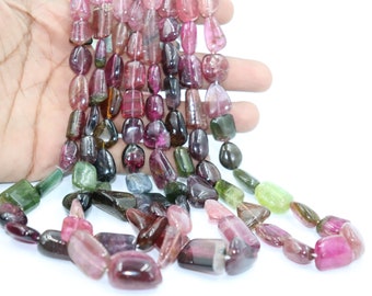 AAA+ Multi Tourmaline Smooth Nugget Beads   15mm Tourmaline Beads For Jewelry Making  Tourmaline Plain Beads  Tourmaline Plain Nugget Beads