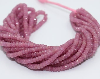 4-5mm Natural Pink Sapphire Faceted Rondelle Beads    Pink Sapphire Beads    Natural Faceted Pink Sapphire Beads   Rondelle Pink Sapphire