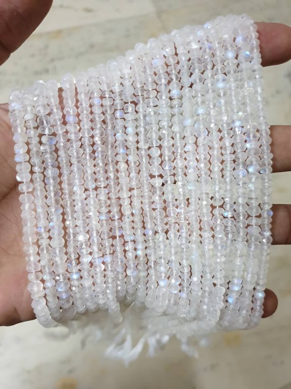 Rainbow Moonstone Faceted Rondelle Beads Moonstone Beads Rainbow