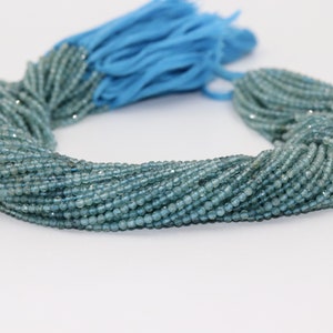 AAA+ Blue Tourmaline Faceted Rondelle Beads Machine Cut Blue Tourmaline Beads 2.5mm  Blue Tourmaline Rondelle beads   Wholesale Beads