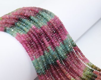 AAA Multi Tourmaline faceted Rondelle Beads  4mm Tourmaline Rondelle Beads  Blue Tourmaline Beads for jewelry making  Minimalist