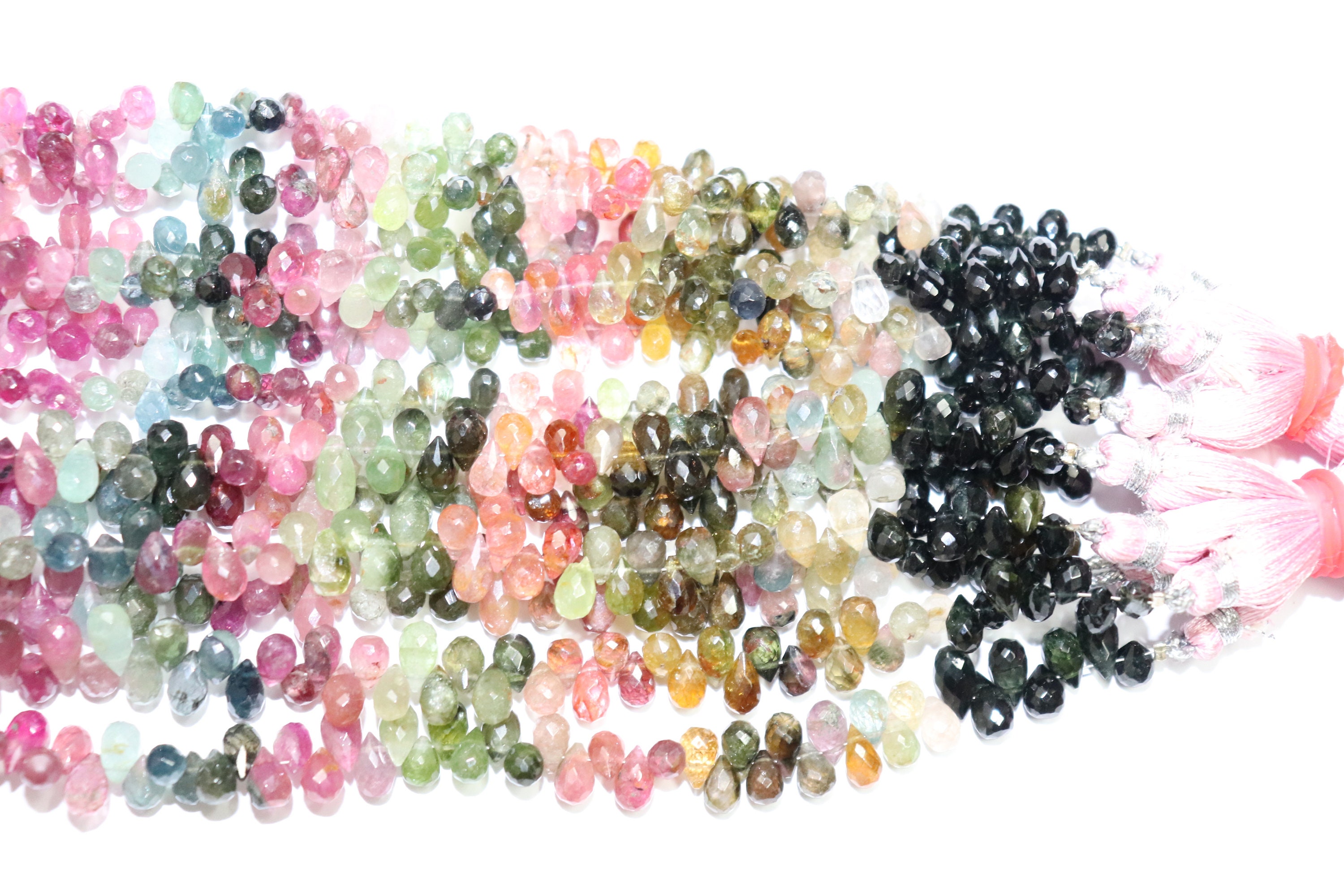 Multi Tourmaline Faceted Drops Shape Beads Tourmaline - Etsy