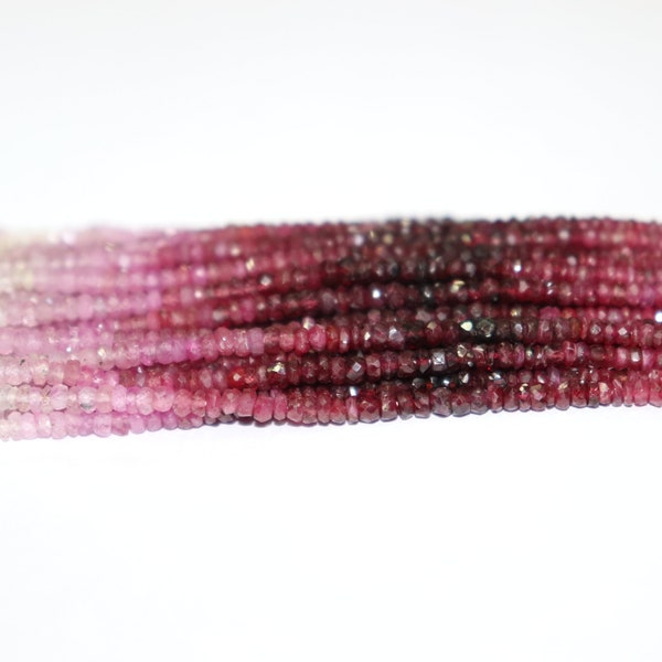 Ruby Shaded Faceted Rondelle Beads   Ruby Shaded Beads  Sapphire Beads 3-4mm  Ruby Rondelle Beads Wholesale Precious Ruby Beads