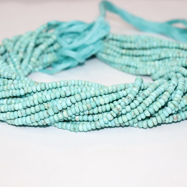 AAA Quality 100% Natural Arizona Turquoise Faceted Rondelle Beads  Sleeping Beauty Turquoise Faceted  Beads  Turquoise Rondelle Beads