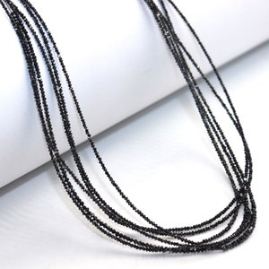 AAA+ Black Diamond Faceted Rondelle Beads 1.5-2mm Black Diamond Rondelle Beads 100% Natural Black Diamond Beads For Jewelry Making