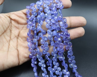 Natural Tanzanite Faceted Heart Shape Beads   Tanzanite Briollete Tanzanite Heart Shape  Tanzanite Side Drill Heart   Valentine Special Gift