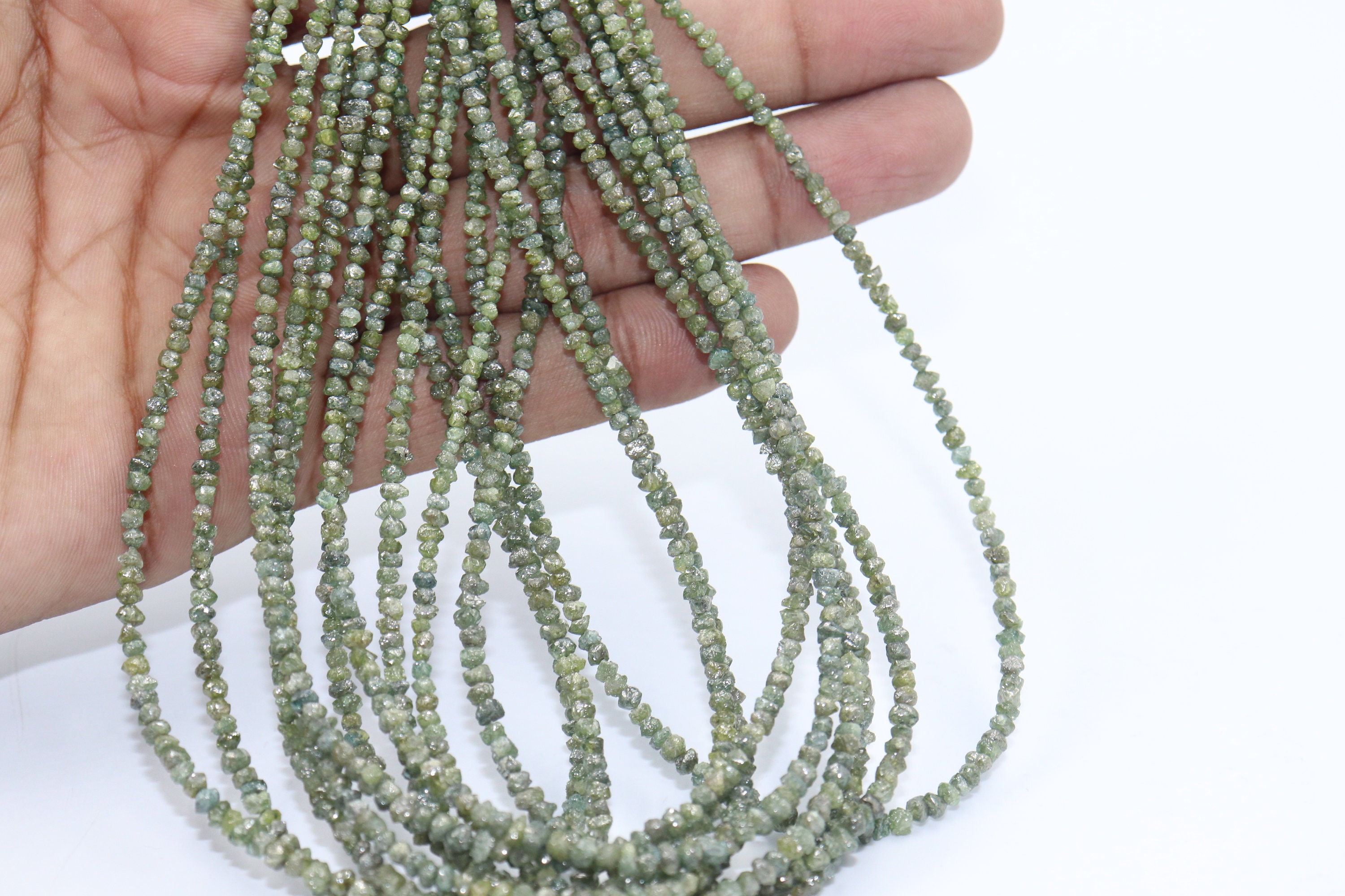 AAA Natural Green Diamond Uncut Beads Raw Diamond Beads