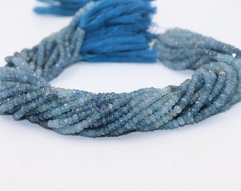AAA Moss Aquamarine Faceted Rondelle Beads  Blue Moss Aquamarine Beads  4mm Moss Aquamarine Rondelle Beads   Aquamarine Beads Strand