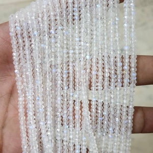 Flashy Rainbow Moonstone Faceted Rondelle Beads   Moonstone Beads 3.5-4mm Rainbow Moonstone strands  Flashy Rainbow Beads