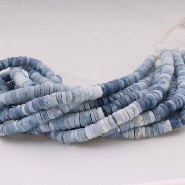 AAA+ quality Blue Opal Faceted Tyre Shape Beads   Blue Opal Wheel cut Beads   Blue Opal Heishi beads   Wholesale Beads