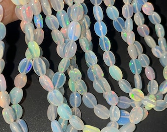 AAA+ Ethiopian Opal Smooth Oval Shape Beads  5*7-7*9mm  Ethiopian Opal Plain Oval Shape bead  Opal Plain Oval Beads  Mix Fire Opal Beads