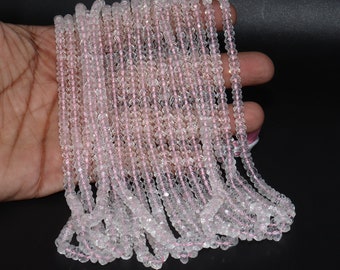 AAA+ Morganite faceted Rondelle Beads Necklace   Morganite Beads  4-6mm Morganite Rondelle Beads  Natural Morganite Beads Strand